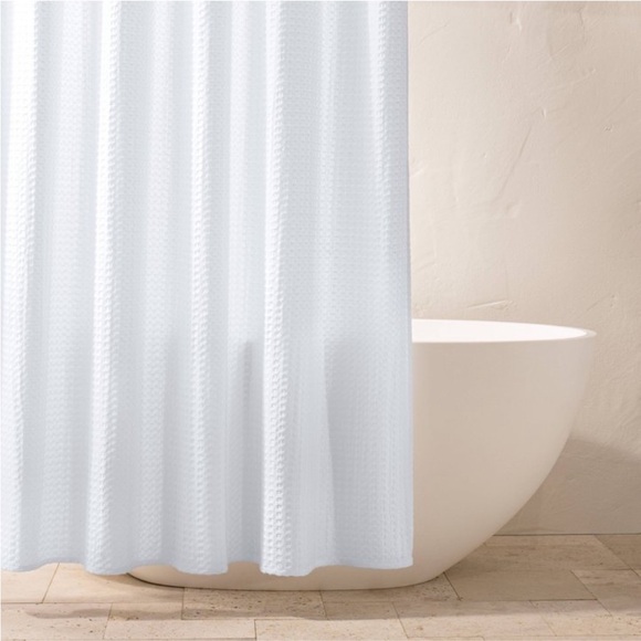 CASALUNA NWT waffle shower curtain -white